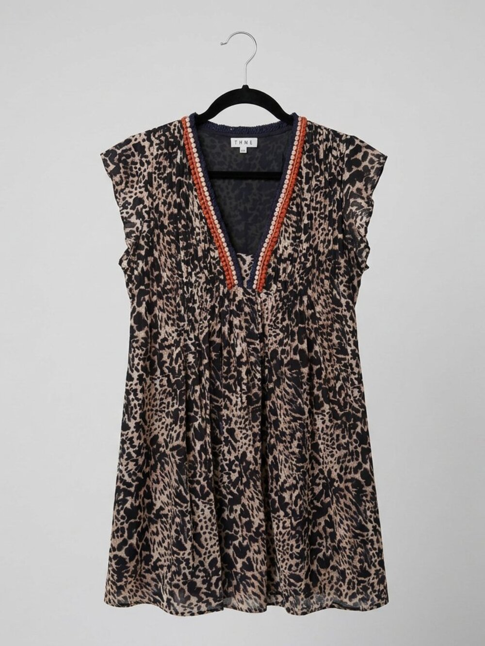 THML Leopard Print Embellished Tunic Dress Size L